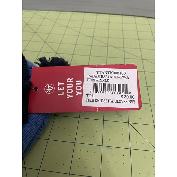 47 Brand NFL Titans Toddler Hat And Glove Set Winter Beanie Pom Pom Hat Cap - Picture 6 of 6